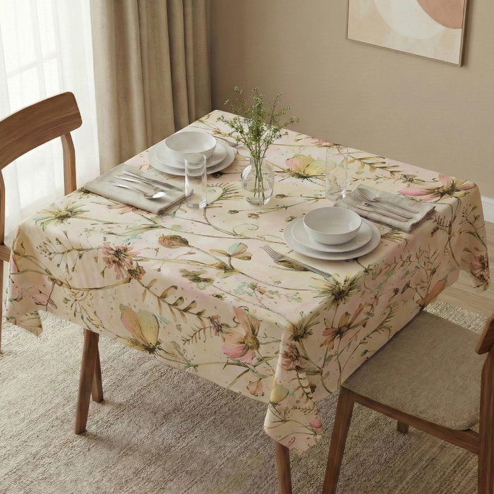 Hermia Mantel Asr-tblclt25 -49 140 x 140 cm de Algodón y Poliéster, Tacto Suave y Duradero para Mesa de Comedor